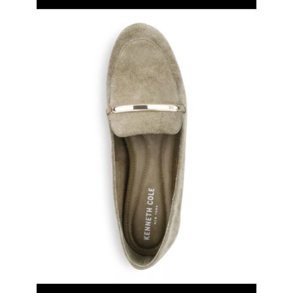 KENNETH COLE Womens Green Metal Bar Logo Balance Slip On Leather Loafers 9.5 M